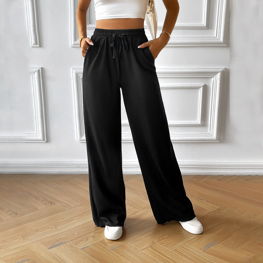 Damen Weite Sporthose mit elastischem Bund und seitlichen Taschen