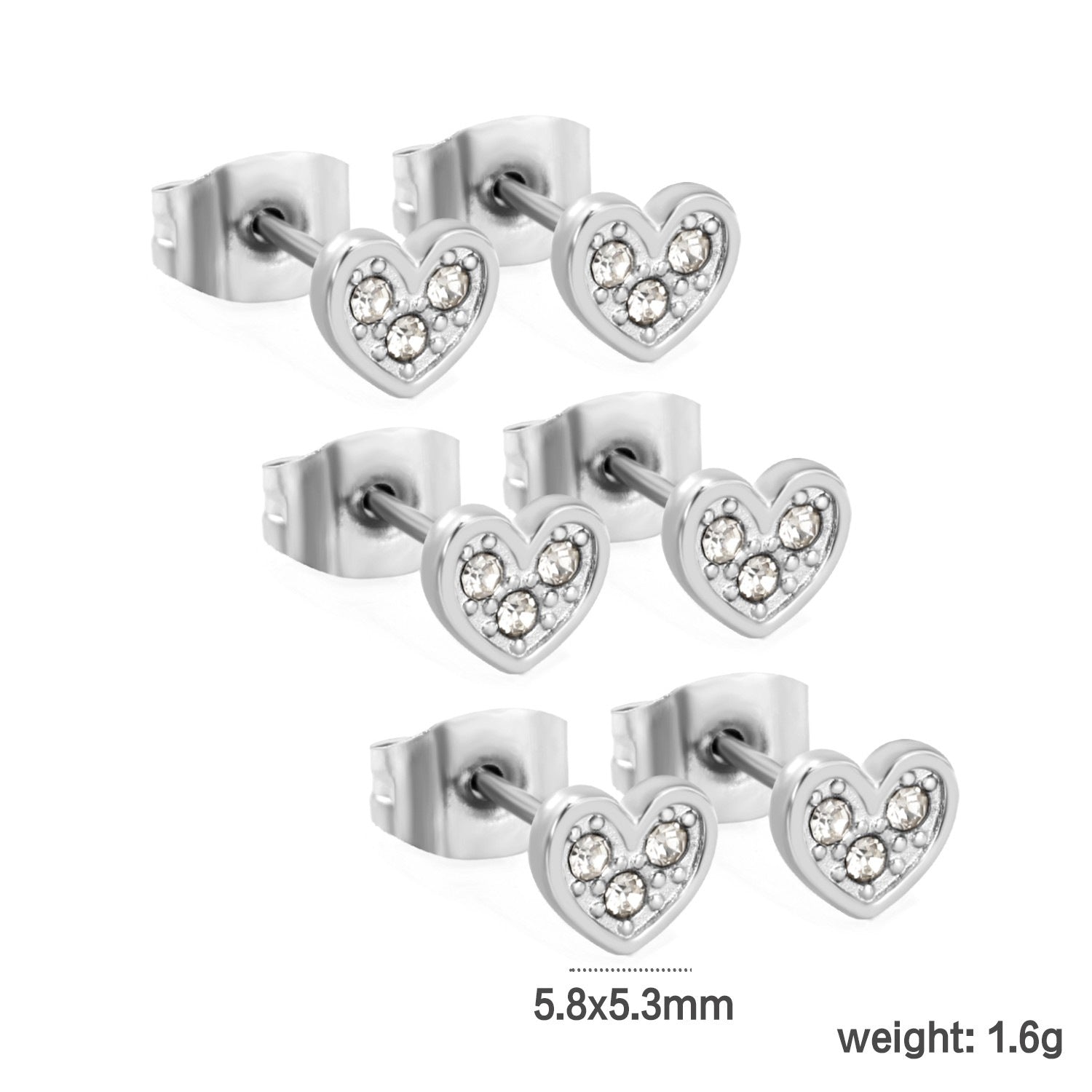 Damen Ohrstecker im modernen Herzdesign mit funkelnden Zirkonia Shop Nory