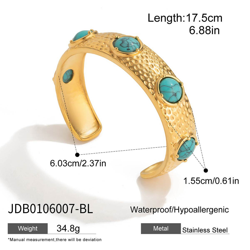 Damen Offenes Armband mit herzförmigem Türkisstein und hypoallergener Edelstahlverarbeitung Shop Nory