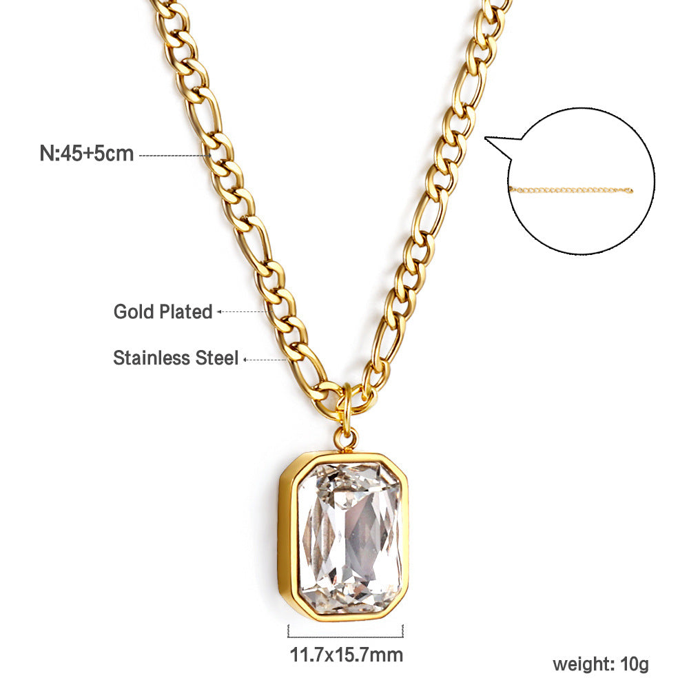 Damen Halskette mit grünem Edelsteinanhänger aus goldplattiertem Edelstahl Shop Nory