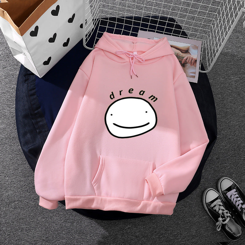 Unisex nan Oversize-Kapuzenpullover mit minimalistischem Smiley-Print, weichem Fleece-Innenfutter und praktischer Kängurutasche Shop Nory