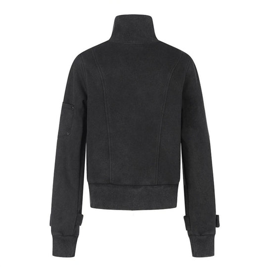 Damen Taillierte Zipjacke mit hohem Stehkragen, Zierpatten & verstellbaren Riegeln Shop Nory