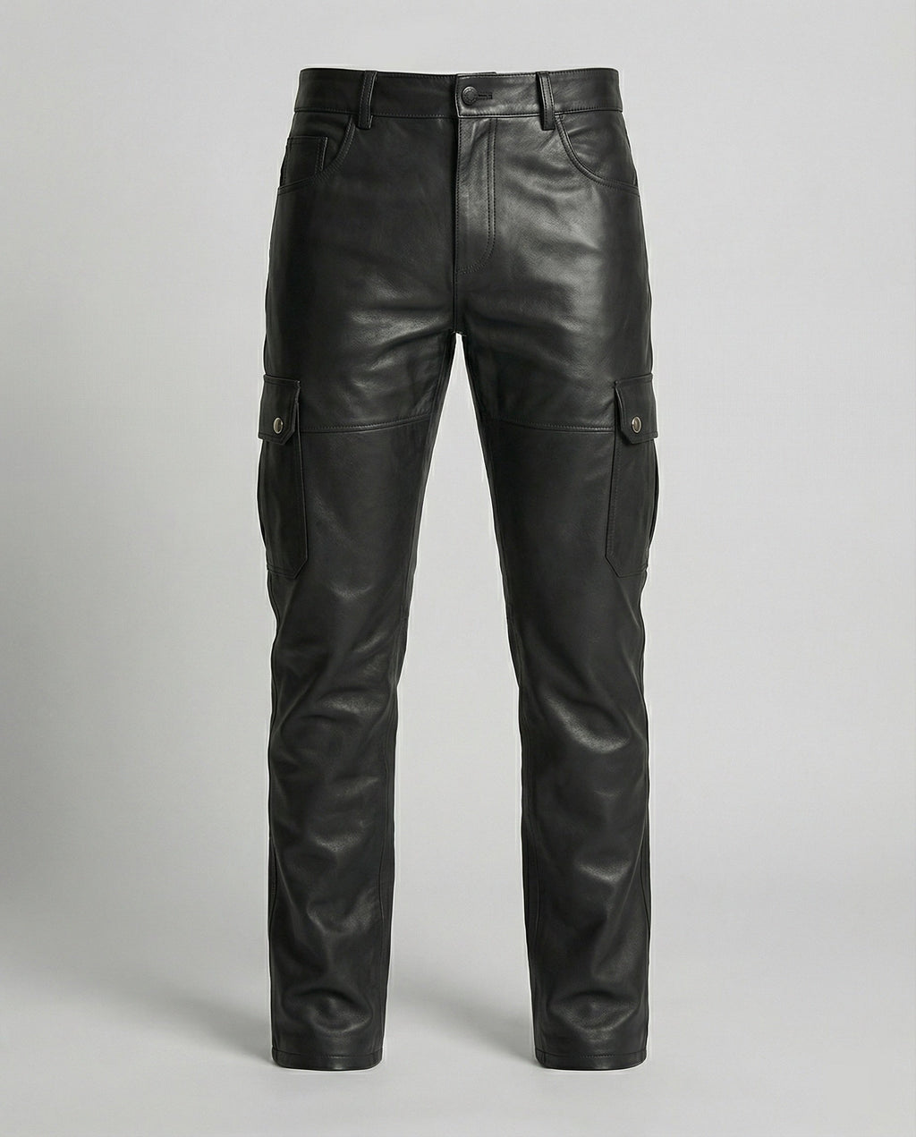 Herren Kunstleder Cargo-Hose mit modernen Details