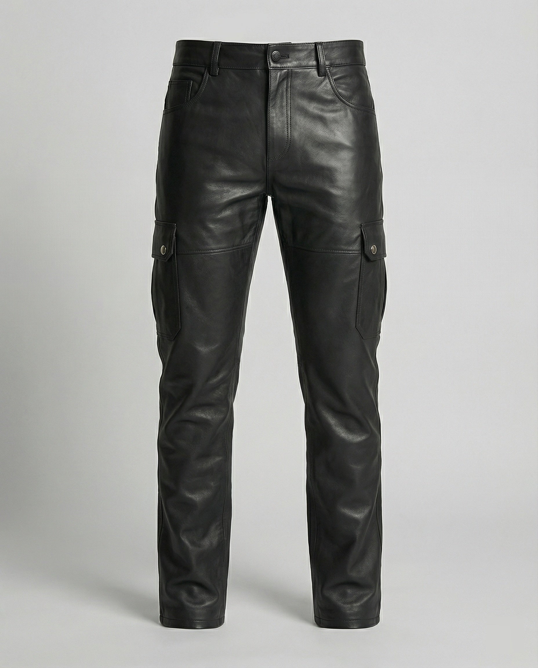 Herren Kunstleder Cargo-Hose mit modernen Details