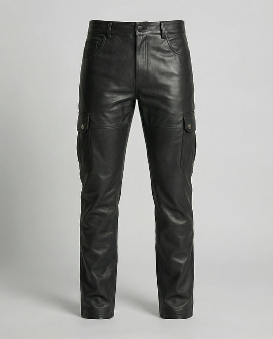 Herren Kunstleder Cargo-Hose mit modernen Details