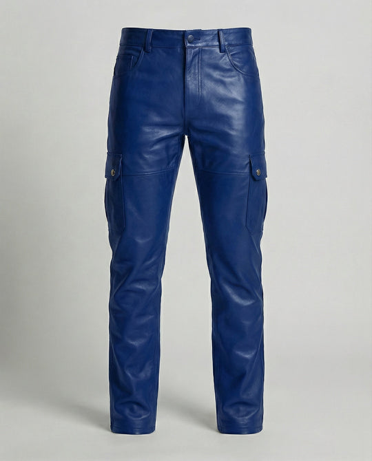 Herren Kunstleder Cargo-Hose mit Seitentaschen