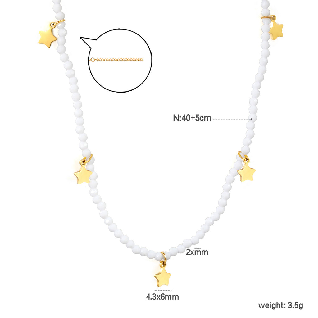 Damen Halskette mit funkelnden Sternenanhängern aus hochwertigen Perlen Shop Nory