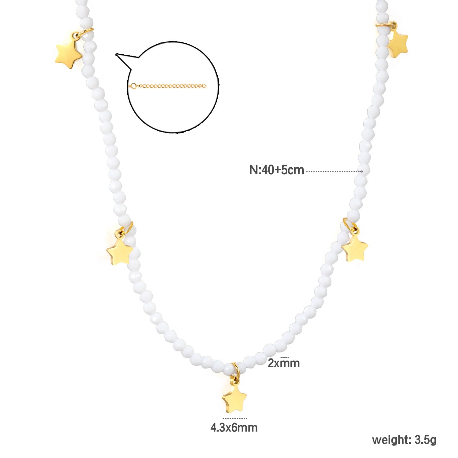 Damen Halskette mit funkelnden Sternenanhängern aus hochwertigen Perlen Shop Nory