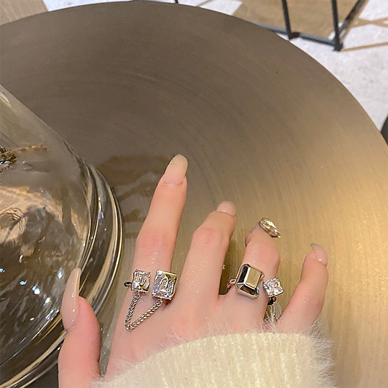 Damen Offener Ring mit kreativen Details und funkelnden Akzenten Shop Nory
