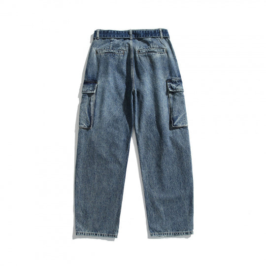 Damen Cargo-Jeans mit hohem Bund, weitem Relaxed-Fit und abnehmbarem Denim-Gürtel Shop Nory