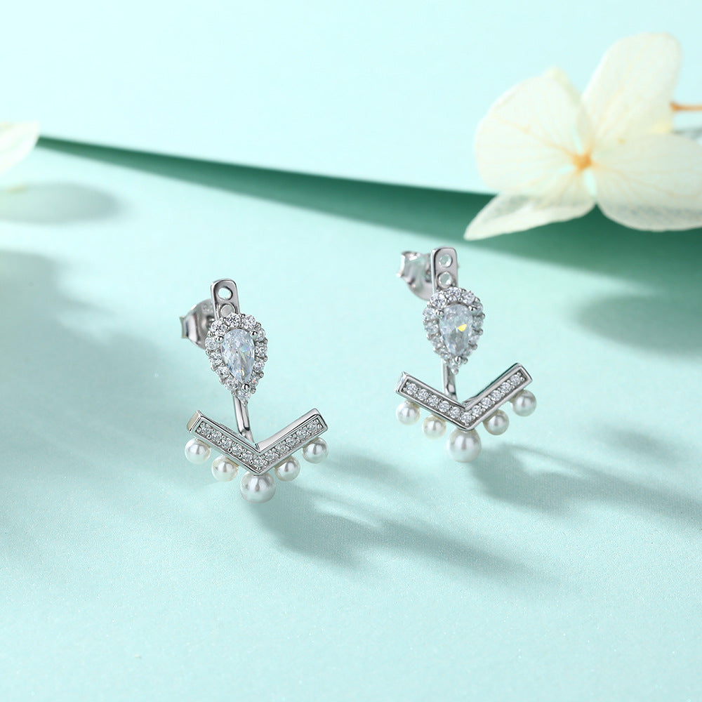 Damen elegante Ohrringe mit tropfenförmigem Design und feinem Perlenbesatz Shop Nory