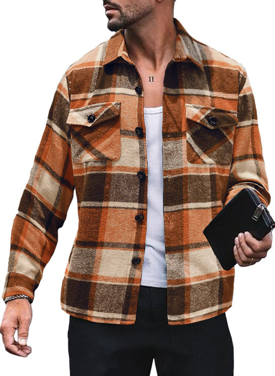 Herren Flanellhemd mit Karomuster und funktionalen Taschen
