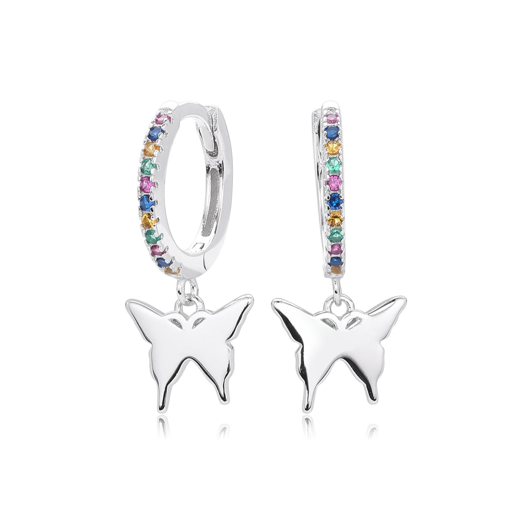 Damen Ohrhänger mit farbenfrohem Schmetterlingsanhänger aus hochwertigem 925 Sterling Silber Shop Nory