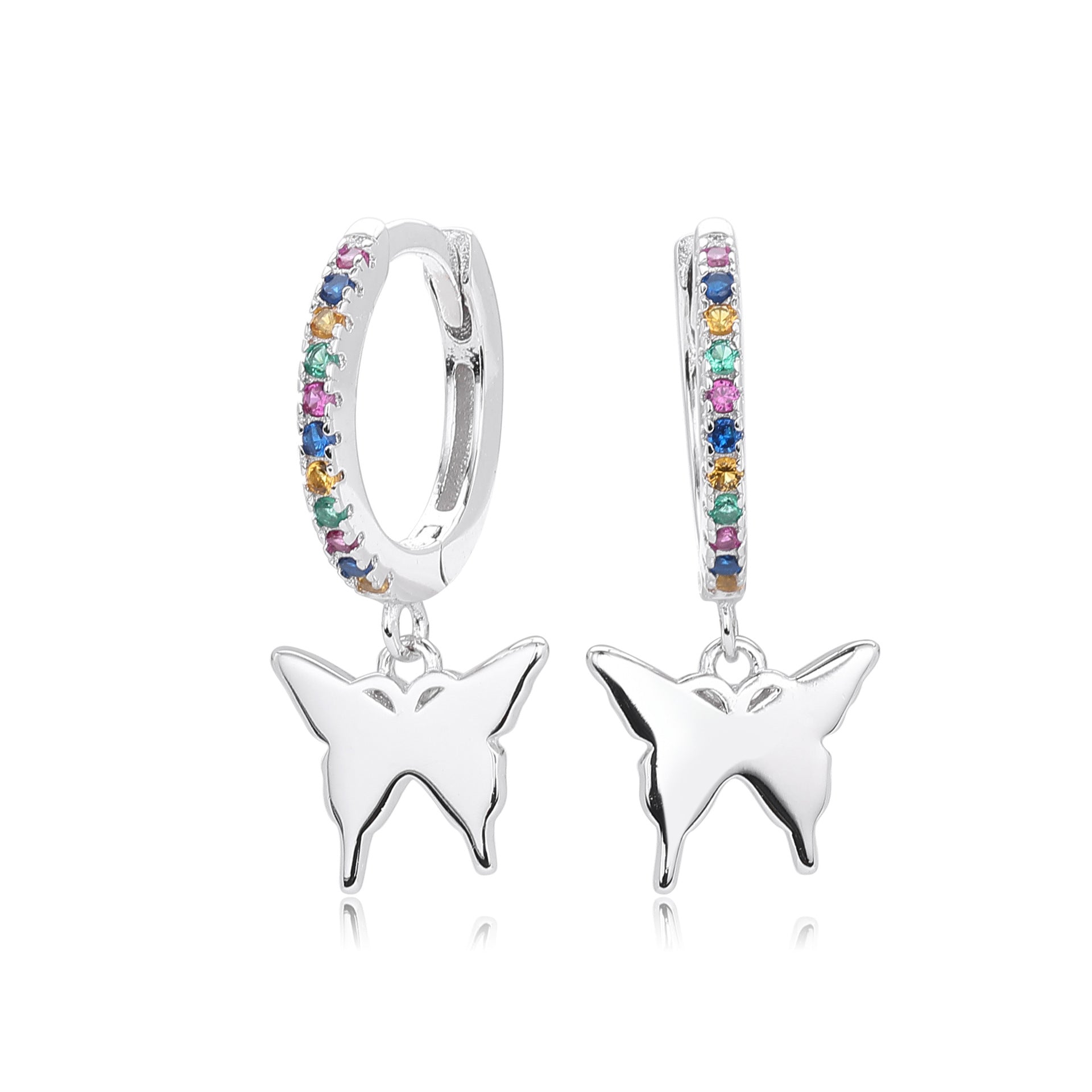 Damen Ohrhänger mit farbenfrohem Schmetterlingsanhänger aus hochwertigem 925 Sterling Silber Shop Nory