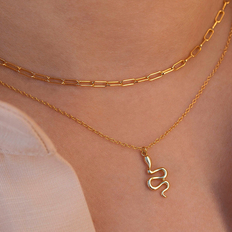Damen Halskette mit schlangenförmigem Anhänger aus hochwertigem Edelstahl Shop Nory