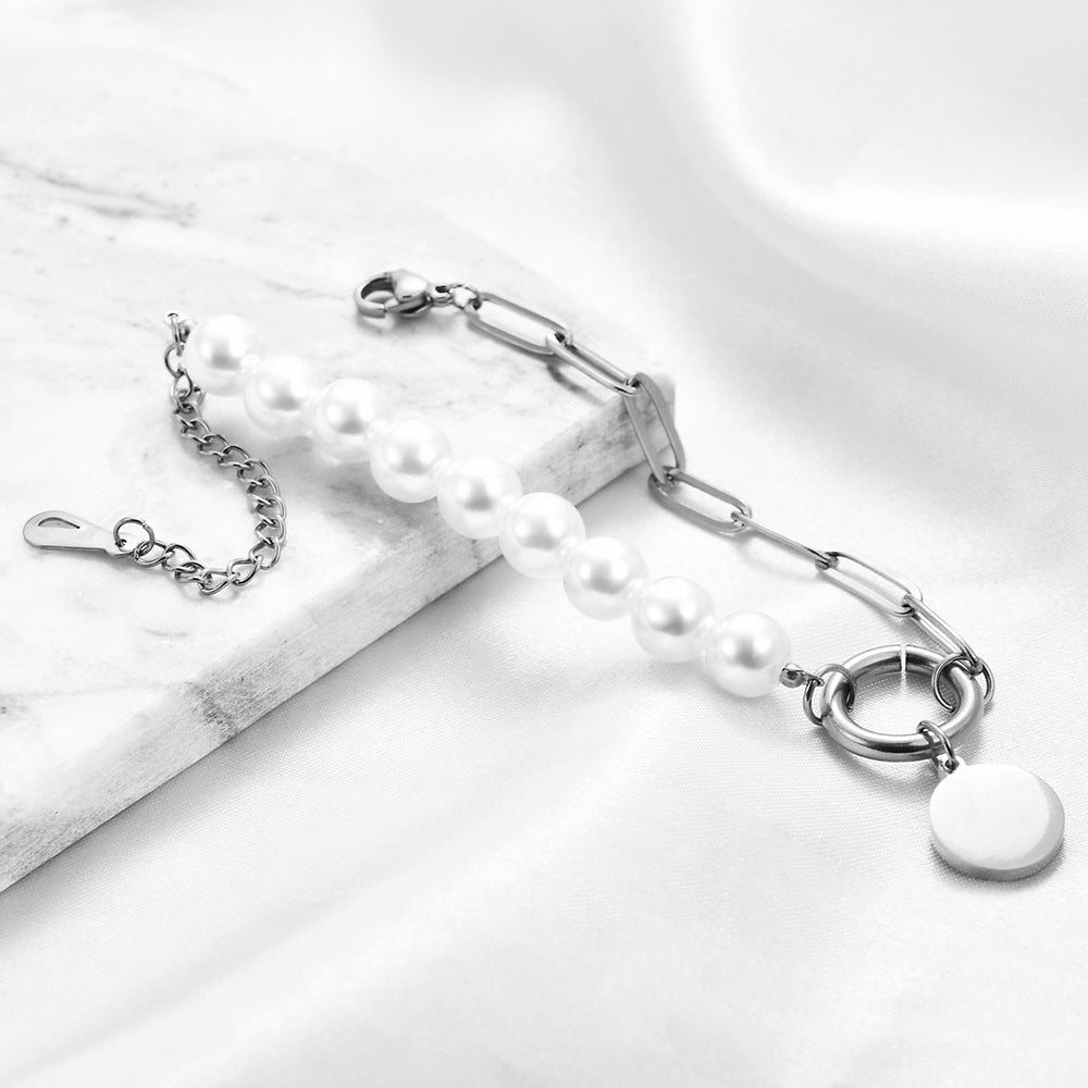 Damen Armband mit eleganten Perlen und stilvollem Gliederdesign Shop Nory