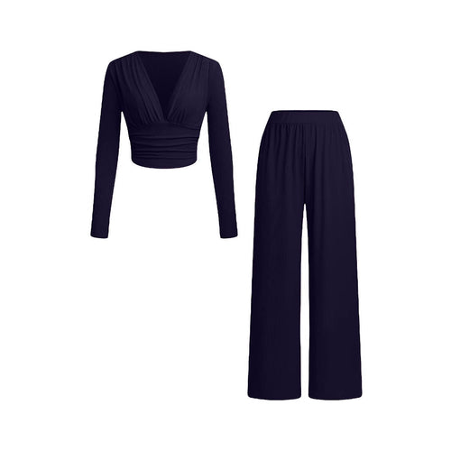 Damen lässiges und figurnahes Oberteil mit hochtaillierter Hose