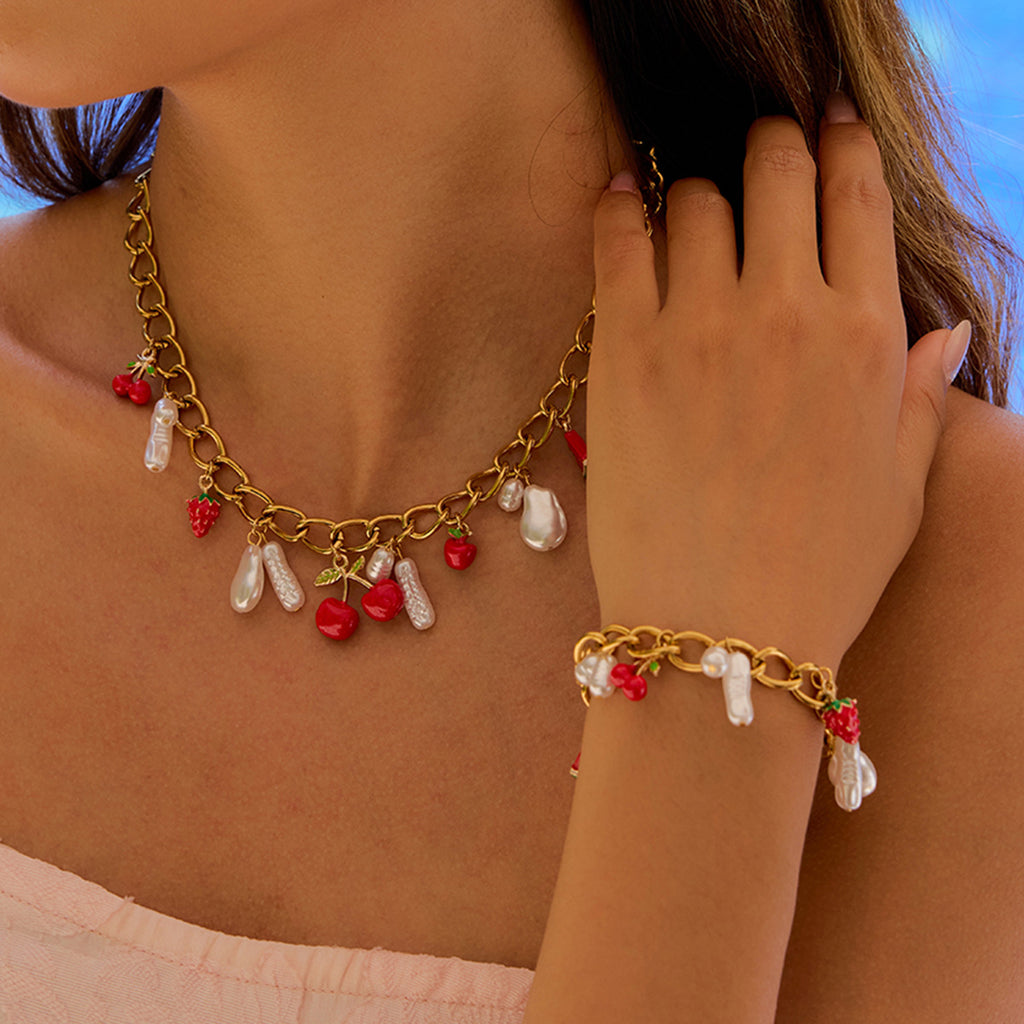 Damen Accessoire-Armband mit bunten Früchten und maritimen Anhängern Shop Nory