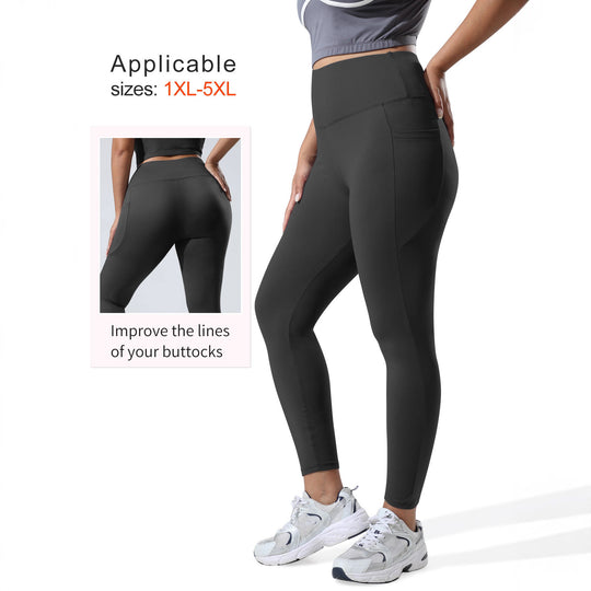 Damen High-Waist Sportleggings mit tiefer Seitentasche und stützendem Komfortbund Shopy Nory