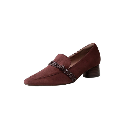 Damen Veloursleder-Loafer mit geflochtenem Riemendetail und niedrigem Blockabsatz Shop Nory