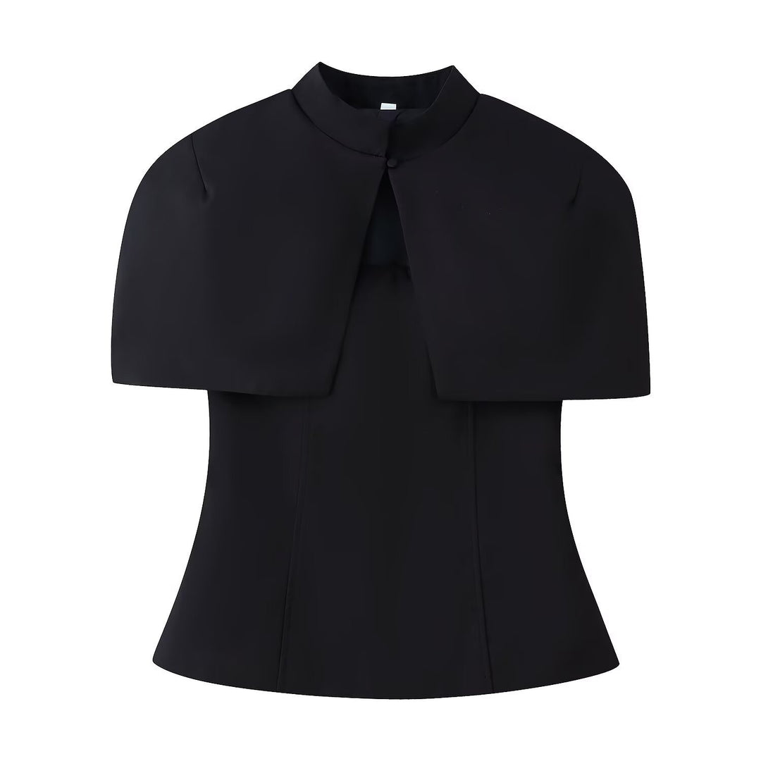 Damen Top mit Capelet-Überwurf und taillierter Peplum‑Silhouette Shop Nory