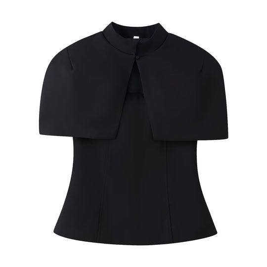 Damen Top mit Capelet-Überwurf und taillierter Peplum‑Silhouette Shop Nory
