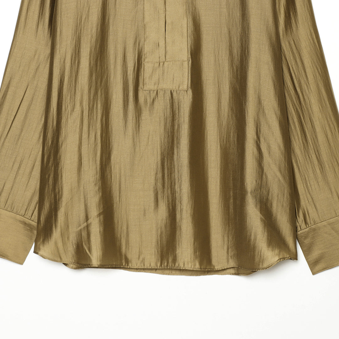 Damen Oversize-Satinbluse mit Hemdkragen, verdeckter Knopfleiste und Manschetten Shop Nory