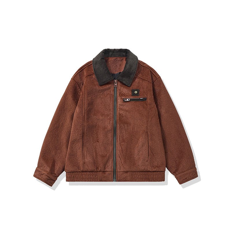 Herren Kurz geschnittener Fleece‑Blouson mit Cordkragen und Sicherheitsbrusttasche Shop Nory