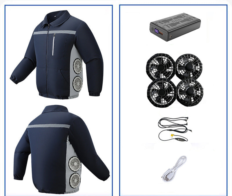 Unisex nan kühlende Ventilationsjacke mit integrierten seitlichen Lüftern und atmungsaktivem Funktionsmaterial Shopnory