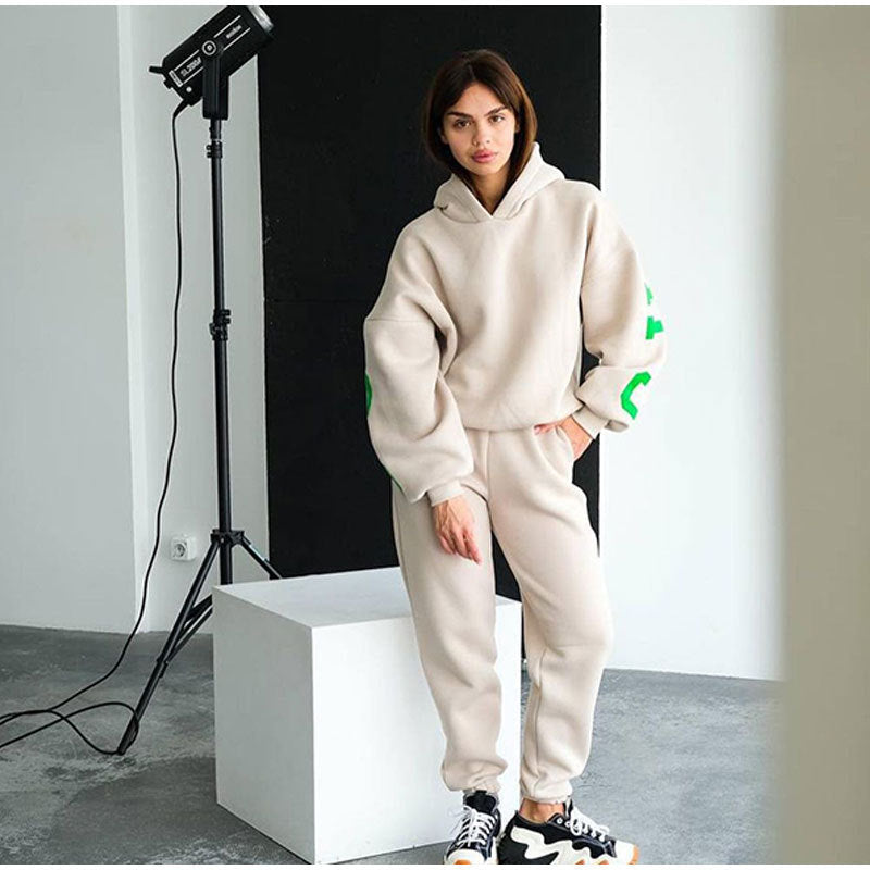 Damen Lässiger Oversize-Sweatanzug mit Kapuze und elastischem Bund