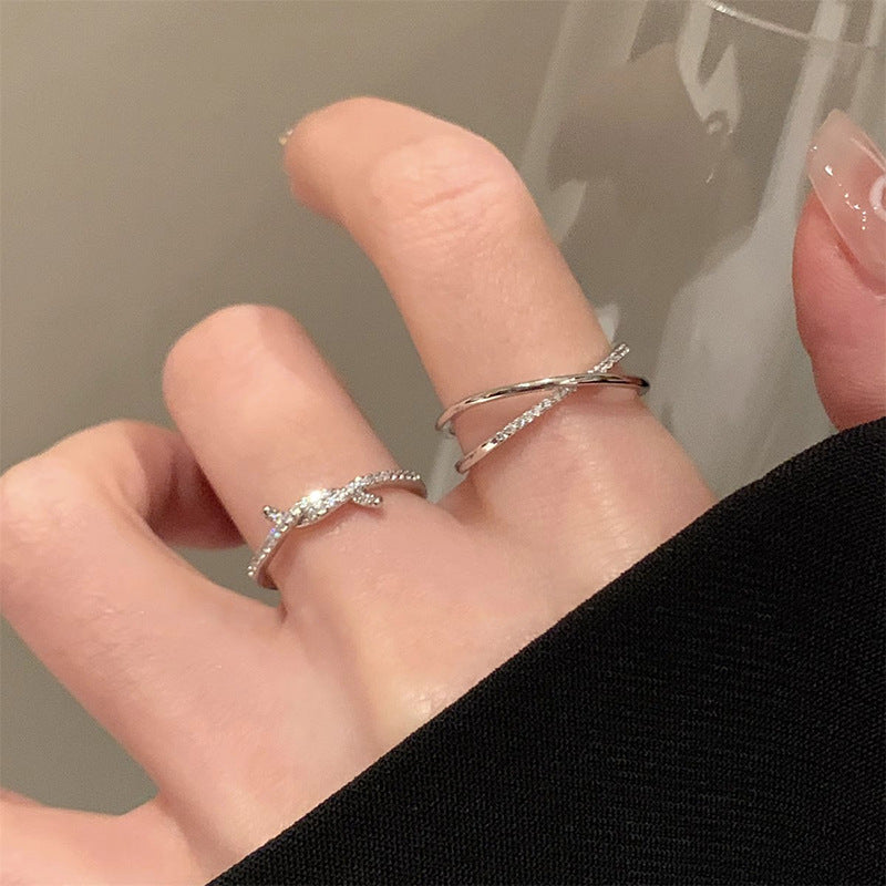 Damen Offener Kreuzring mit funkelnden Zirkonia Shop Nory