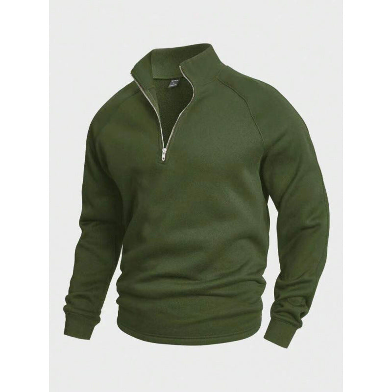 Herren Fleece-Halbzippullover mit Stehkragen und Raglanärmeln Shop Nory