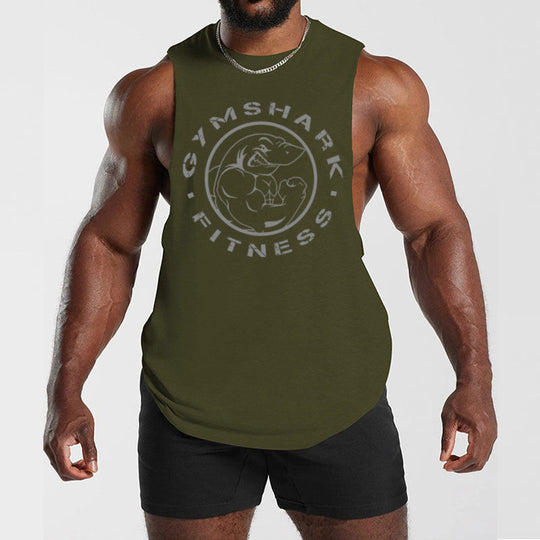 Herren nan ärmelloses Muskelshirt mit extra tiefen Armöffnungen und großem Logodruck