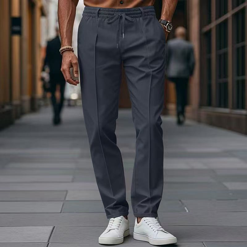 Herren elegante Freizeit-Hose mit elastischem Bund und seitlichen Eingrifftaschen