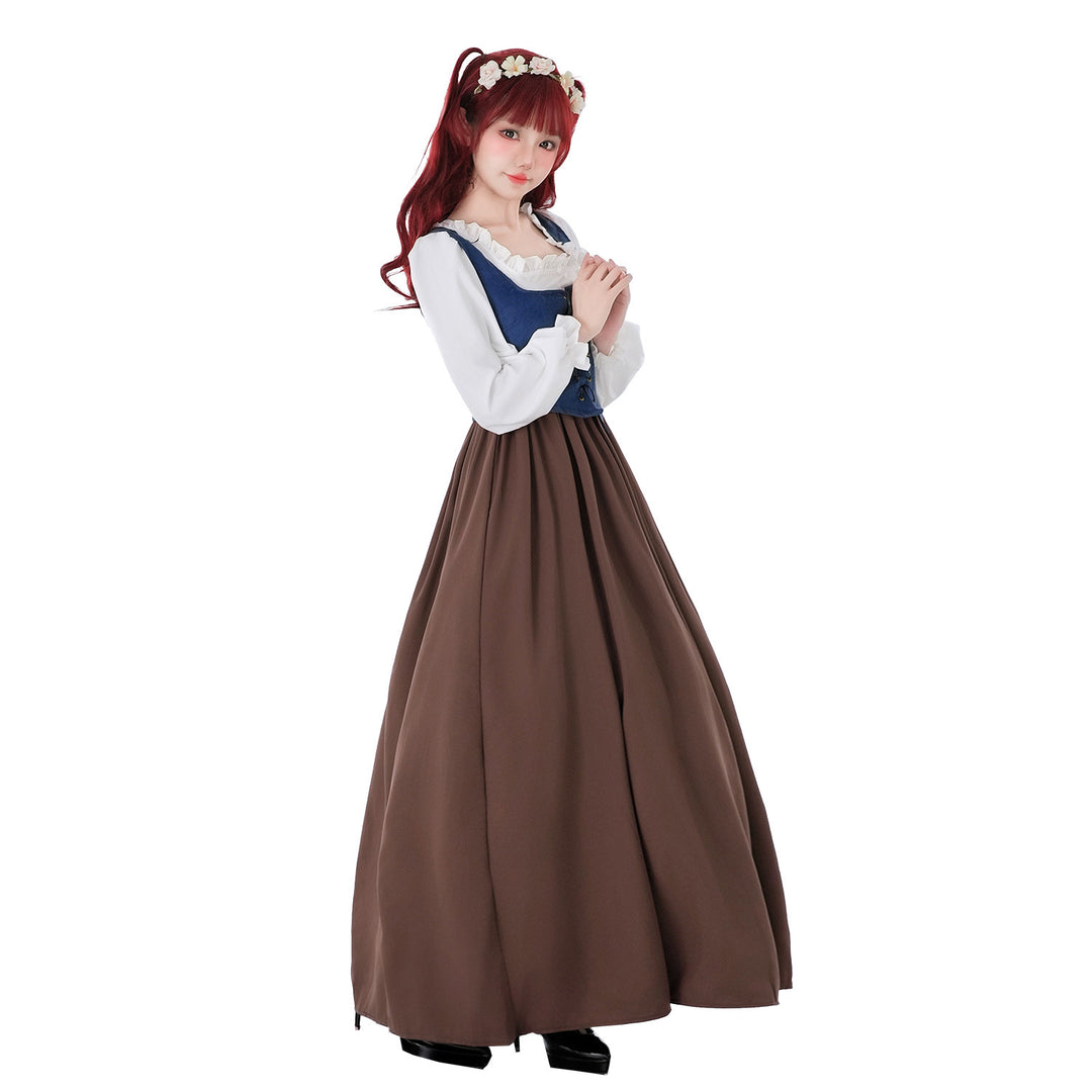 Damen nan mittelalterliches Dirndlkleid mit Schnürmieder, weiten Rüschenärmeln und bodenlangem Rock Shop Nory