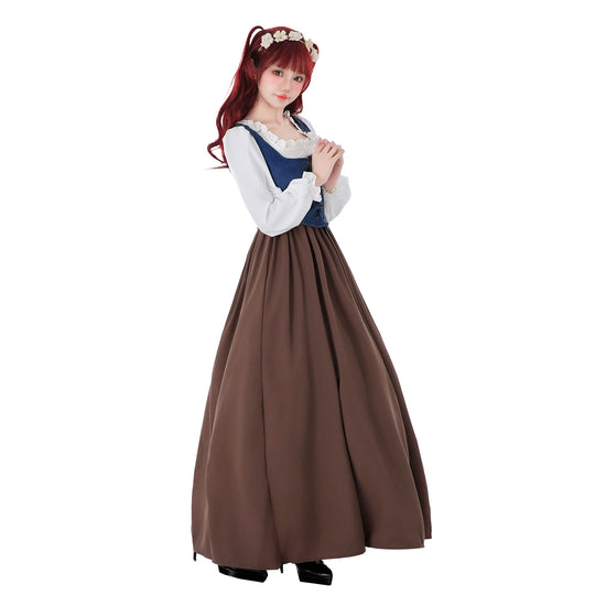Damen nan mittelalterliches Dirndlkleid mit Schnürmieder, weiten Rüschenärmeln und bodenlangem Rock Shop Nory
