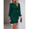 Damen elegantes und figurbetontes Cocktailkleid mit Puffärmeln