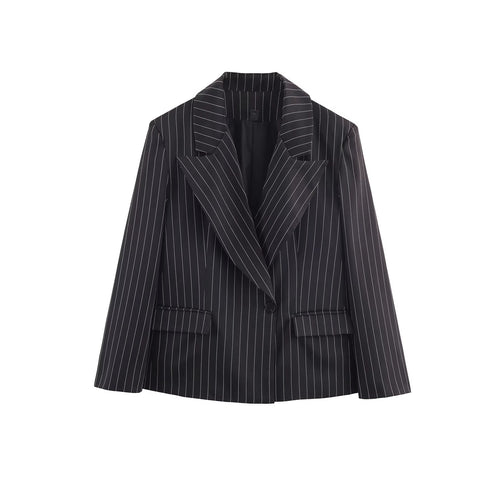 Damen Nadelstreifen-Blazer mit weitem Revers und Pattentaschen Shop Nory
