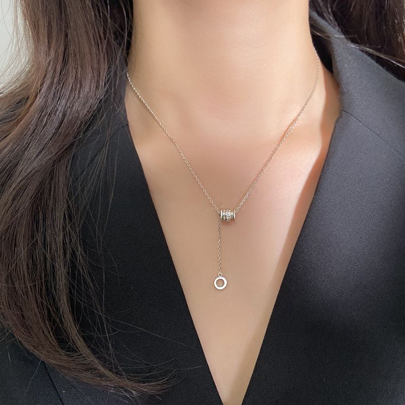 Damen Halskette mit vielschichtigem Anhänger aus Edelstahl und Zirkonia Shop Nory