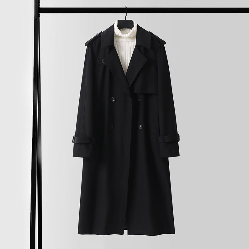 Herren Klassischer Doppelreihiger Trenchcoat aus leichtem Wollmix mit Schalkragen und Epauletten Shop Nory