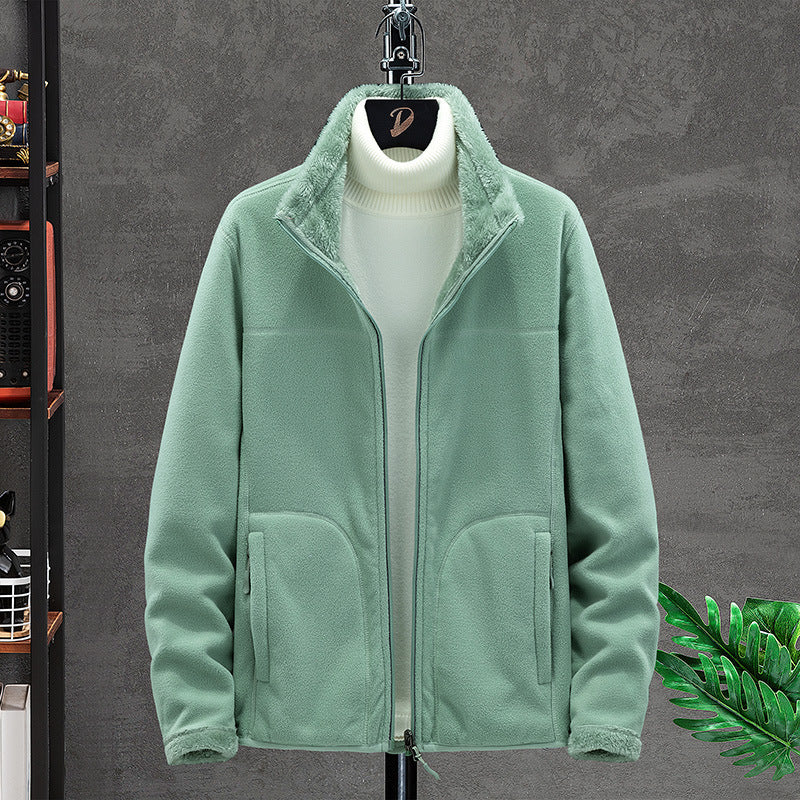 Damen Kuschelige Fleecejacke mit Teddyfutter, Stehkragen und Zwei Reißverschlusstaschen Shop Nory
