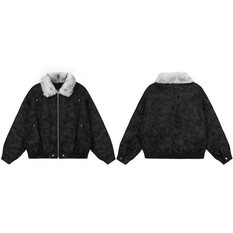 Damen Oversize-Bomberjacke mit Kunstfellkragen und elastischem Saum Shop Nory