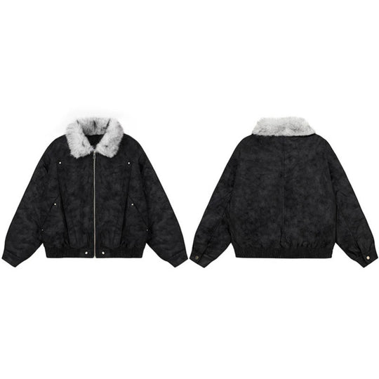 Damen Oversize-Bomberjacke mit Kunstfellkragen und elastischem Saum Shop Nory