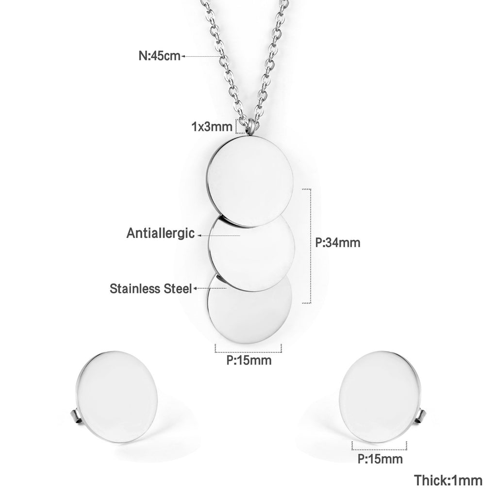 Damen Schmuckset mit goldplattierter Halskette und runden Ohrringen Shop Nory