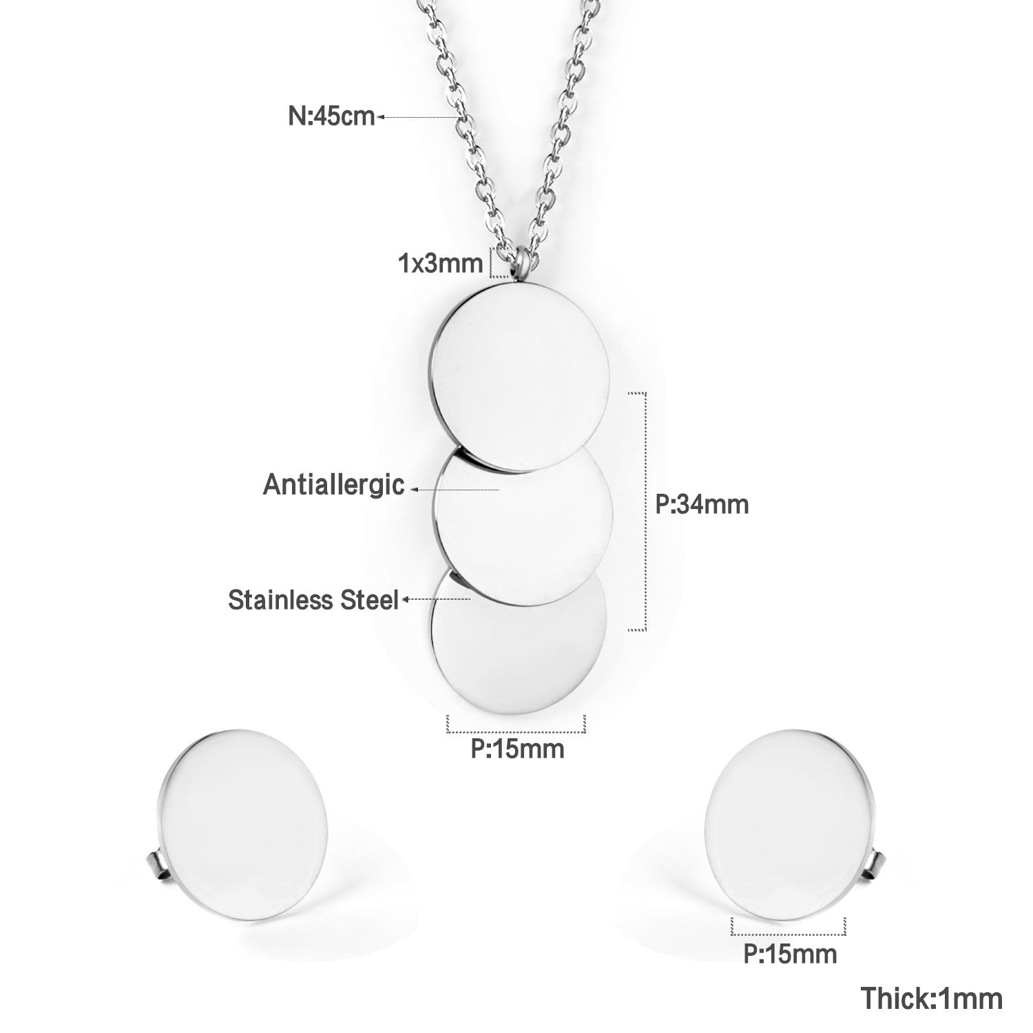 Damen Schmuckset mit goldplattierter Halskette und runden Ohrringen Shop Nory