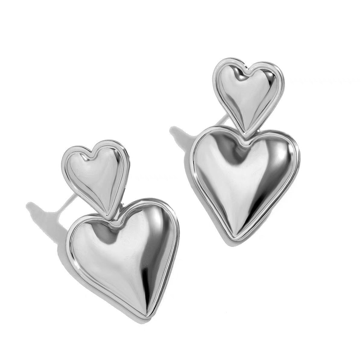 Damen Herzförmige Silber Statement Ohrringe Shop Nory