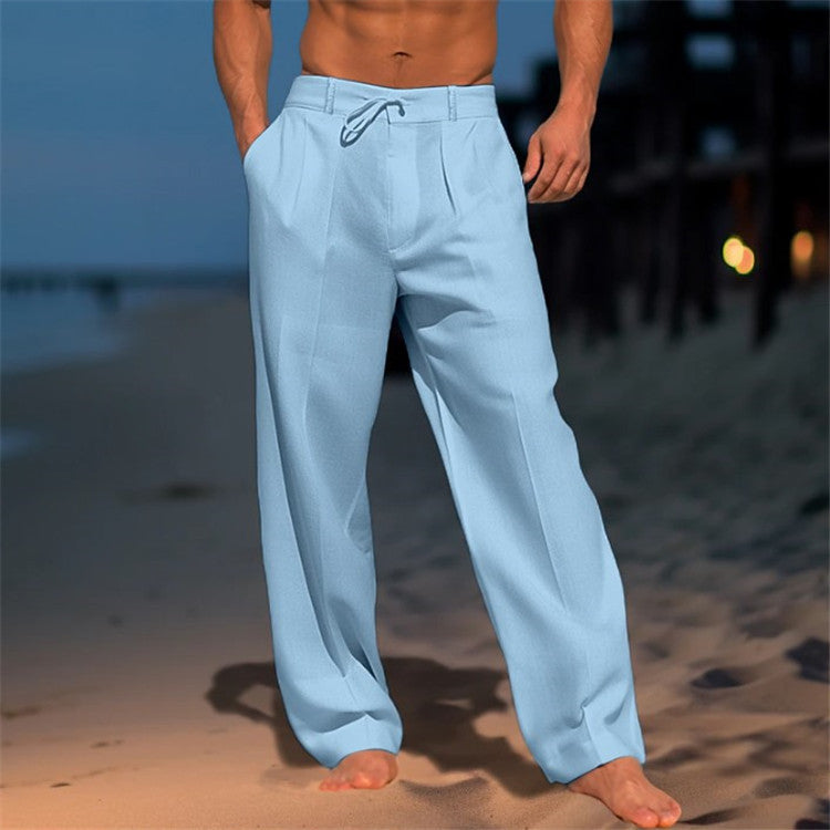 Herren weite Sommerhose mit elastischem Bund und praktischen Taschen
