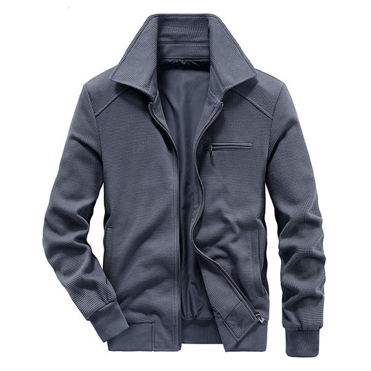 Herren texturierte Strick-Übergangsjacke mit Stehkragen und Reißverschluss Shop Nory