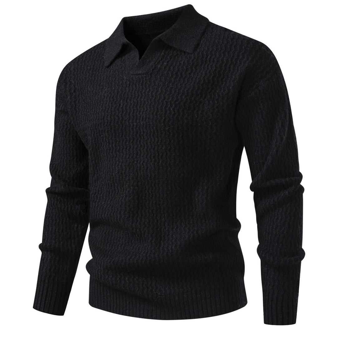 Herren Polokragen-Feinstrickpullover mit strukturierter Wellenoptik und geripptem Saum Shop Nory