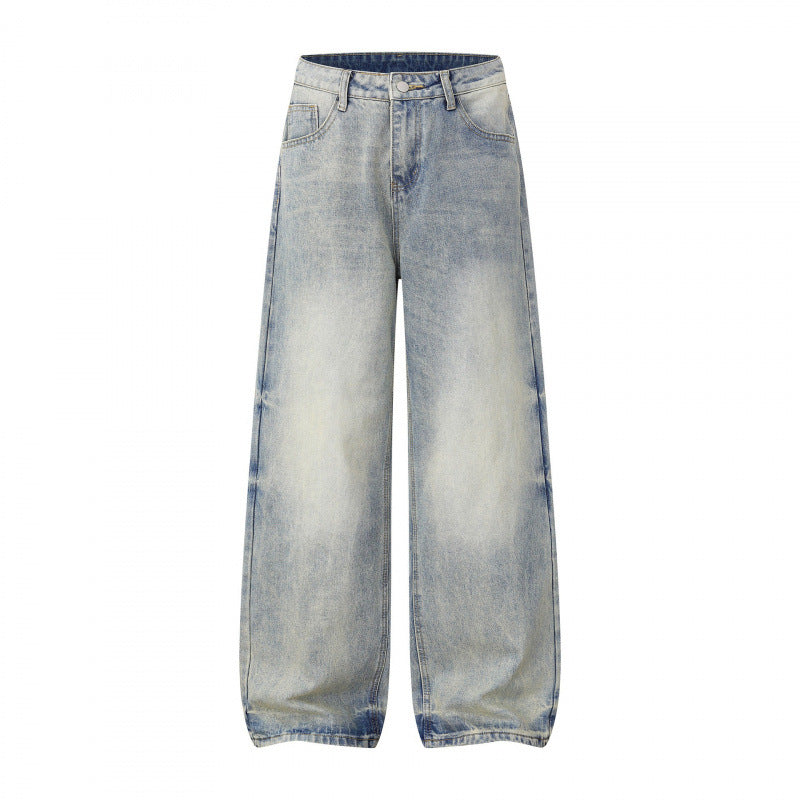 Damen Weite Highwaist-Jeanshose im Balloon-Schnitt mit Used‑Effekt und elastischem Saum Shop Nory